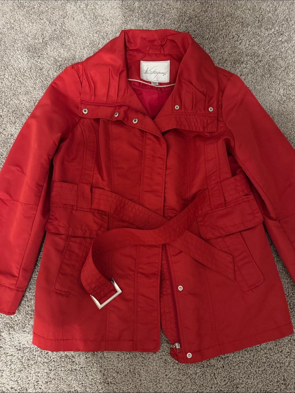Weatherproof Red Belted Trench Coat